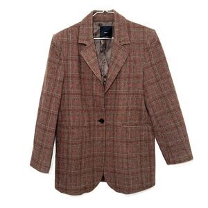 MNG - Mango Straight Checked Blazer - Brown S